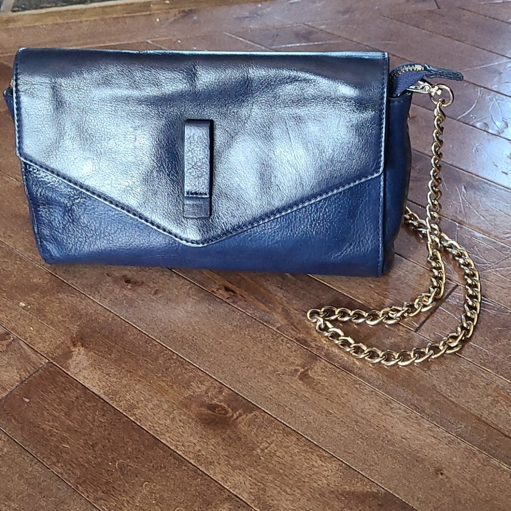 Danier leather purse with gold chain strap